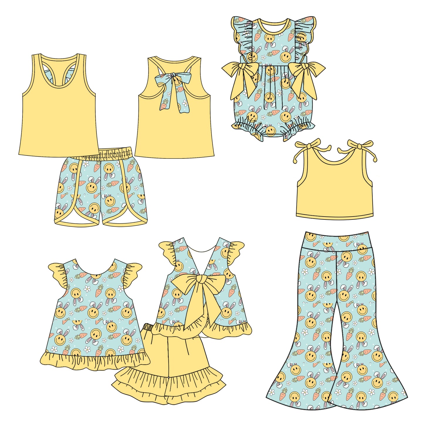 25.12.27 custom each style moq 5 eta 6-8week Sibling Sisters baby girl short sleeve shorts sets and pants sets and dress and rompers match family design