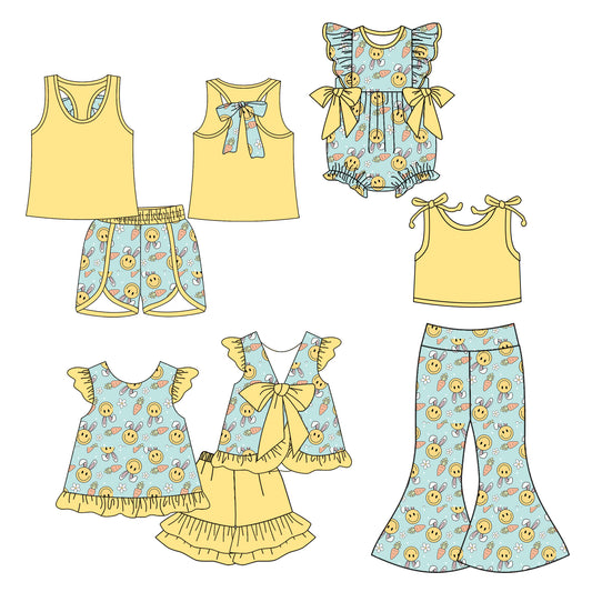 25.12.27 custom each style moq 5 eta 6-8week Sibling Sisters baby girl short sleeve shorts sets and pants sets and dress and rompers match family design