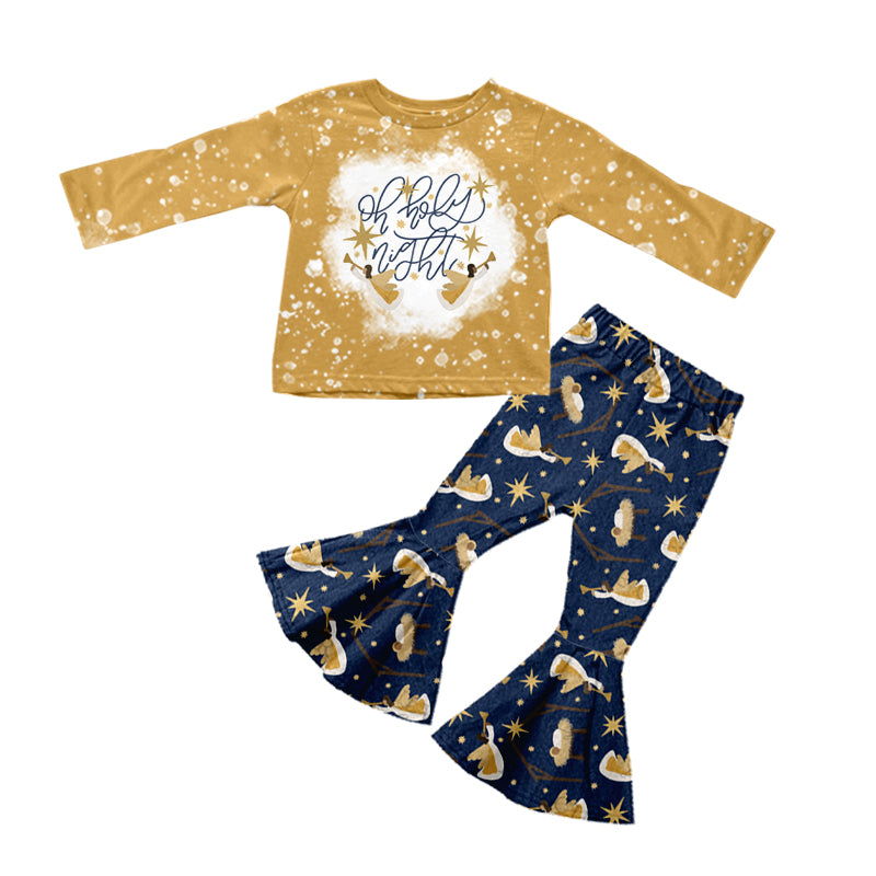 7.5 custom each style moq 5eta 4-6week girls navy blue long sleeve pants baby girls sets