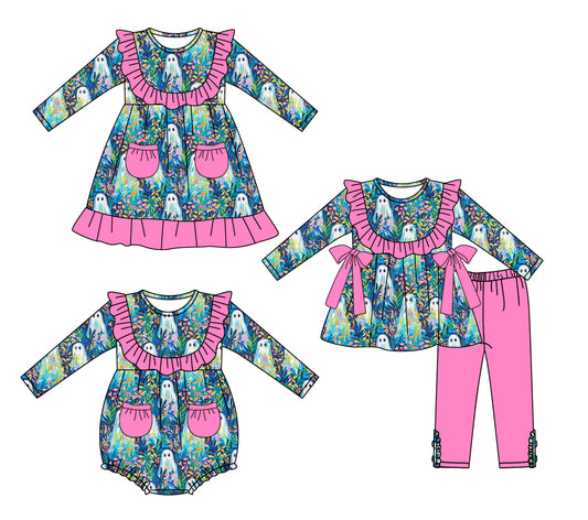 25.5.10 custom each style moq 5eta 4-6week Sibling Sisters cream baby girl long sleeve pants sets and dress and rompers match family design