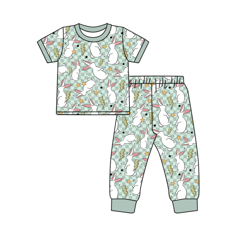 10.15 custom each style moq 5eta 4-6week Sibling Sister easter rabbit baby boys short sleeve sets and rompers match design