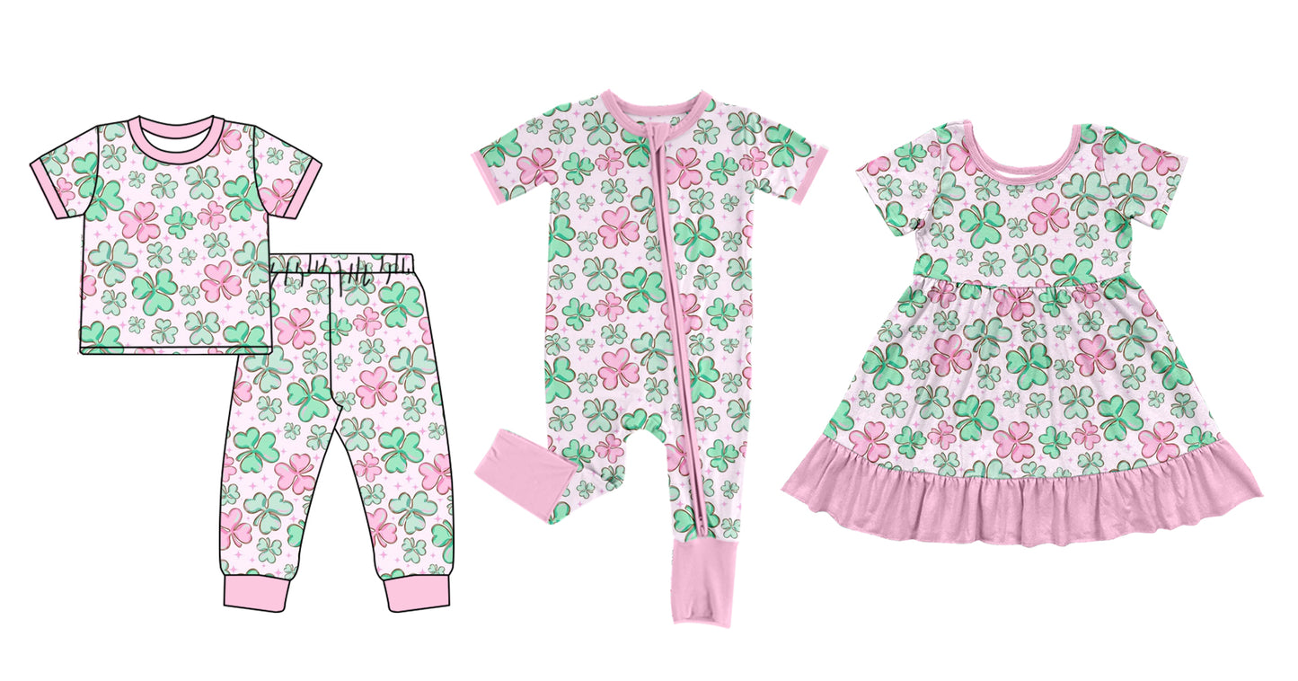 12.9 custom each style moq 5eta 4-6week Sibling Sister lucky baby girl sets and dress and rompers match family design