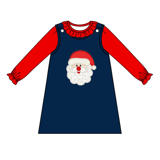 7.6 custom each style moq 5eta 4-6week Sibling Sister Christmas navy blue baby girls dress and boy rompers 1 and girls romper 2 match family design