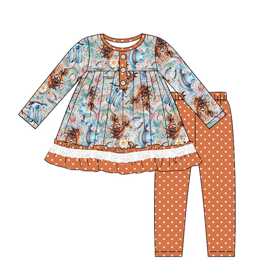 7.26 custom each style moq 5eta 4-6week Sibling Sister alpine orange baby girls sets and dress and rompers match family design