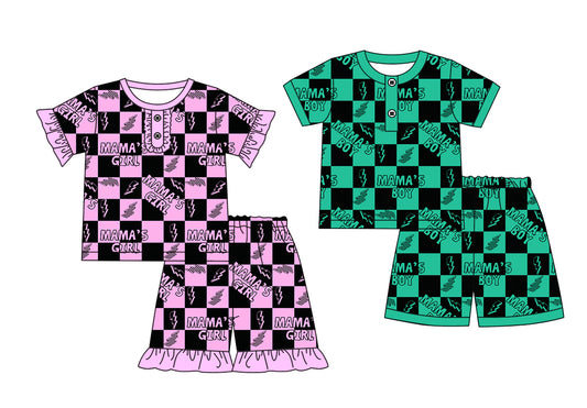 2.11 custom each style moq 5eta 4-6week Sibling Sister baby girls short sleeve shorts sets and set 2 match design