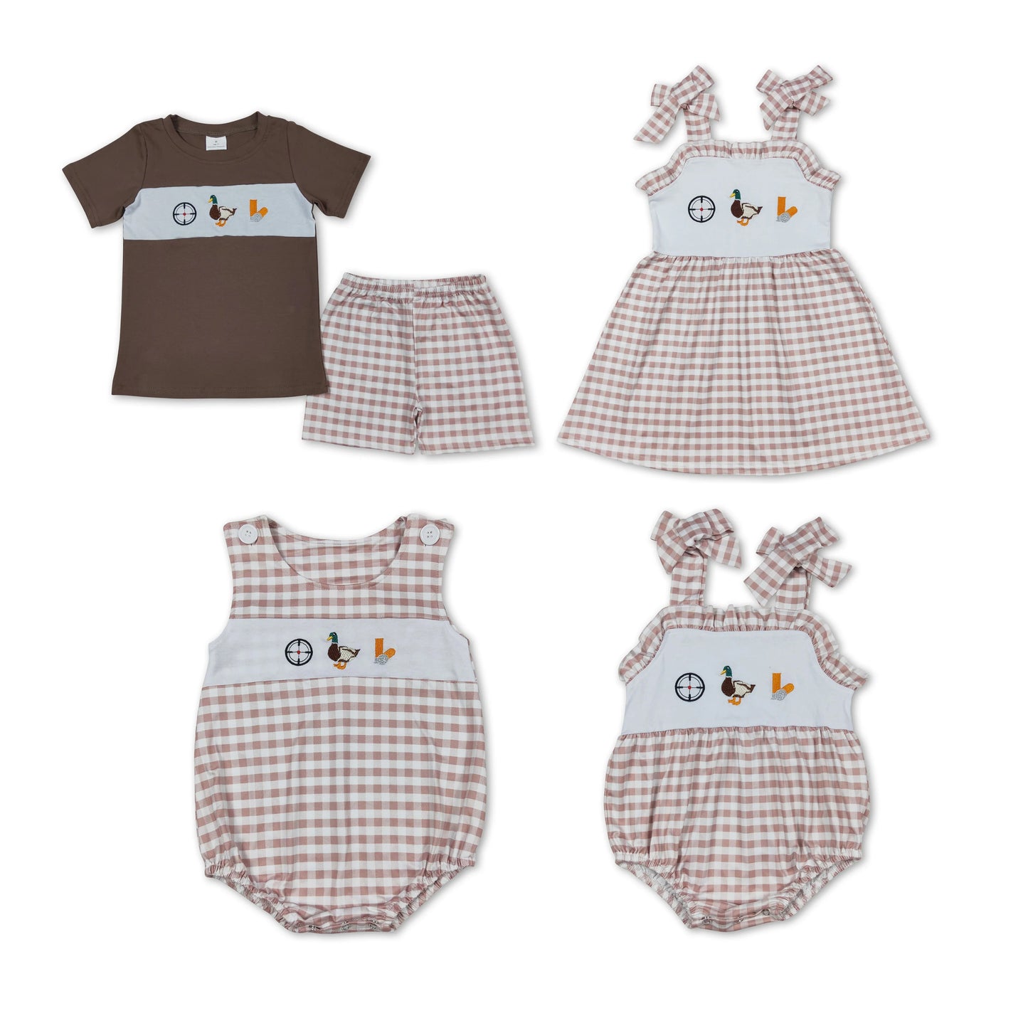 RTS Boys and girls Embroidered Short Sleeve Shorts sets dress rompers