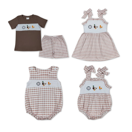 RTS Boys and girls Embroidered Short Sleeve Shorts sets dress rompers