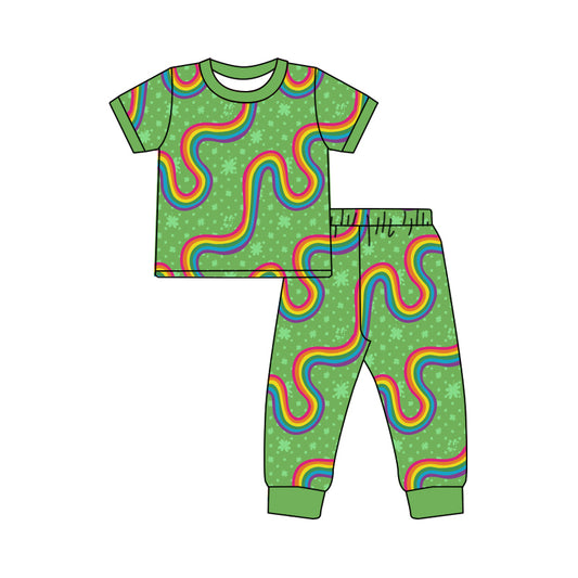 10.21 custom each style moq 5eta 4-6week Sibling Sister rainbow green baby boys short sleeve sets and rompers match design