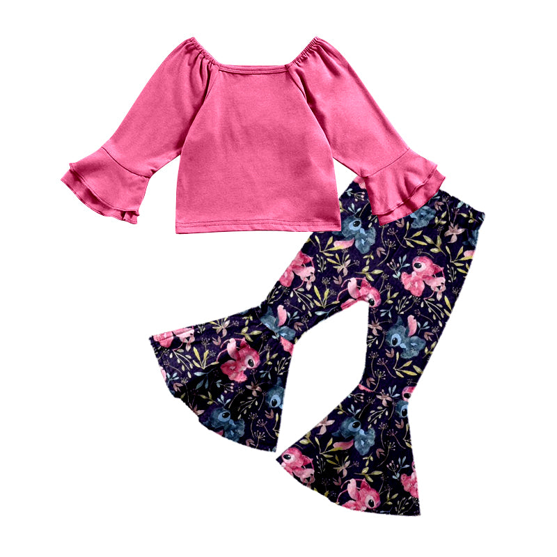 9.3 custom each style moq 5eta 4-6week baby girls clothes pink long sleeve pants sets