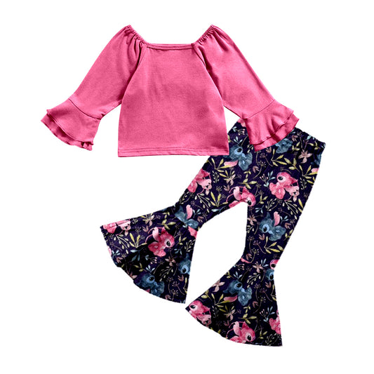 9.3 custom each style moq 5eta 4-6week baby girls clothes pink long sleeve pants sets