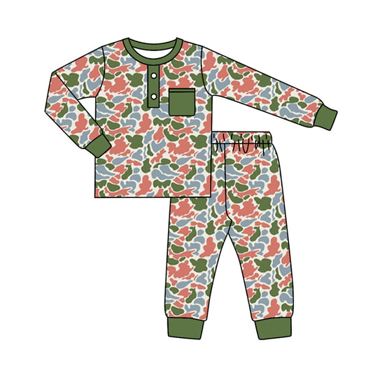 8.26 custom each style moq 5eta 4-6week Sibling Sister camoufalge green baby boys sets and rompers match family design