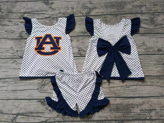 Custom summer teams baby girls clothes team flying sleeve shorts sets-25.8.2