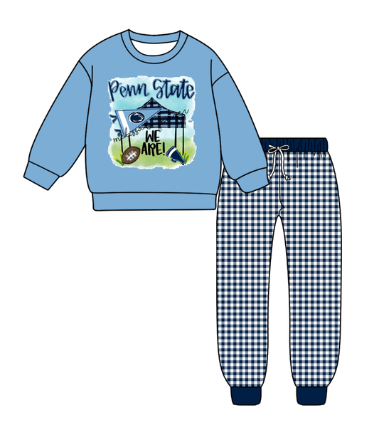 Custom moq 5 mix size milk silk summer teams baby boy clothes blue long sleeve pants sets-25.9.9