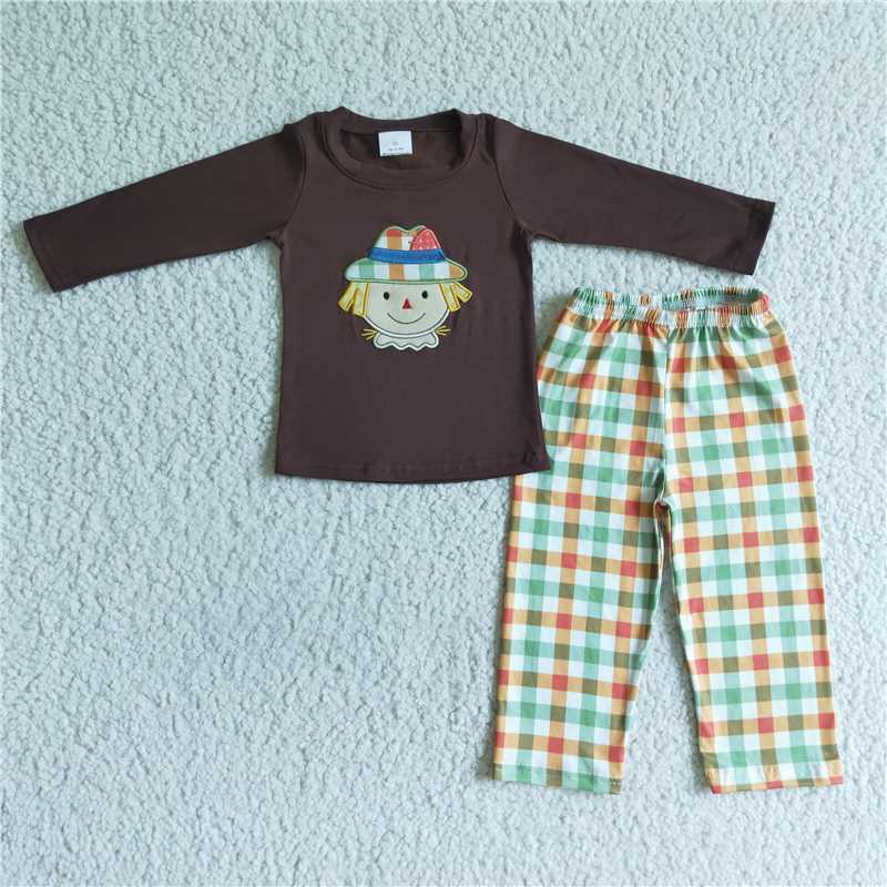 RTS NO MOQ（In Stock) BLP0012 Baby Boys embroidery Top Pants Outfits Sets
