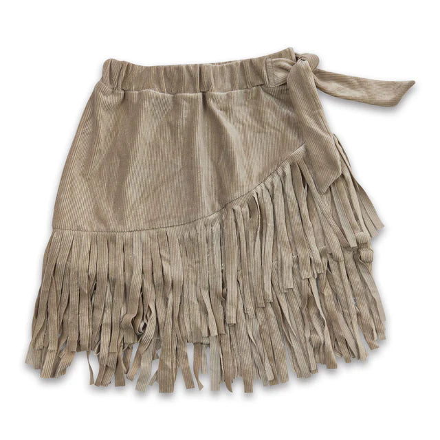 RTS NO MOQ Sibling Baby Girls Thick fabric Stripe Tassel Ruffle Skirts