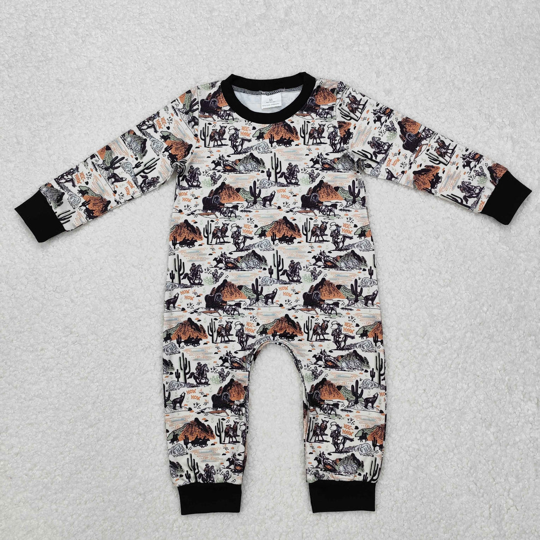 RTS NO MOQ Sibling Baby boy clothes western catcus long-sleeved rompers