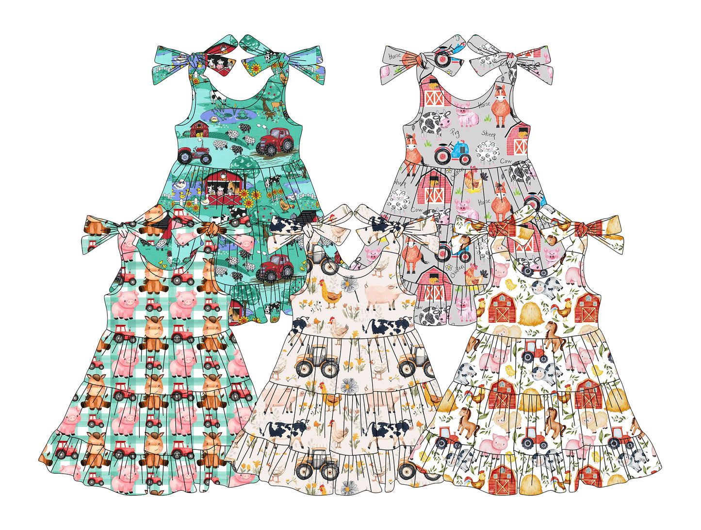 3.4 custom each style moq 5eta 4-6week Sibling Sister baby girls short sleeve dress and dress 5 match design