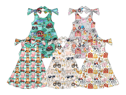 3.4 custom each style moq 5eta 4-6week Sibling Sister baby girls short sleeve dress and dress 5 match design