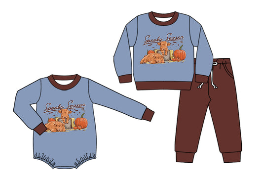 25.6.10 custom each style moq 5eta 4-6week Sibling Sisters halloween baby boy long sleeve pants sets and rompers match family design