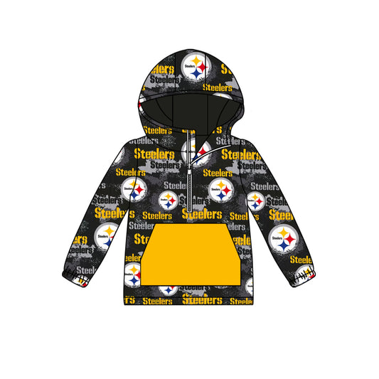 custom moq 3 eta 6-7weeks Yellow and black Team Hat Zip-Up Hoodie pullover