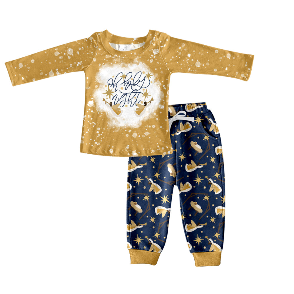7.5 custom each style moq 5eta 4-6week boys navy blue long sleeve pants baby boy sets