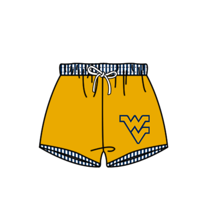 Custom moq 5 mix size milk silk summer teams baby girl boys clothes Yellow Two-Piece Swimsuit Set One Piece Swimsuits boy swim trunks