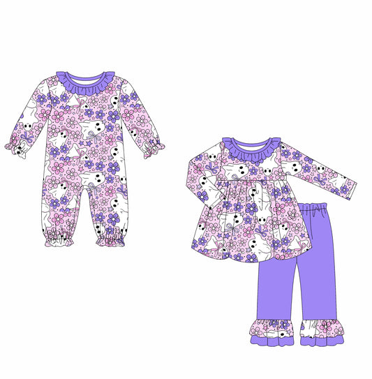 25.6.11 custom each style moq 5eta 4-6week Sibling Sisters floral baby girl long sleeve pants sets and rompers match family design