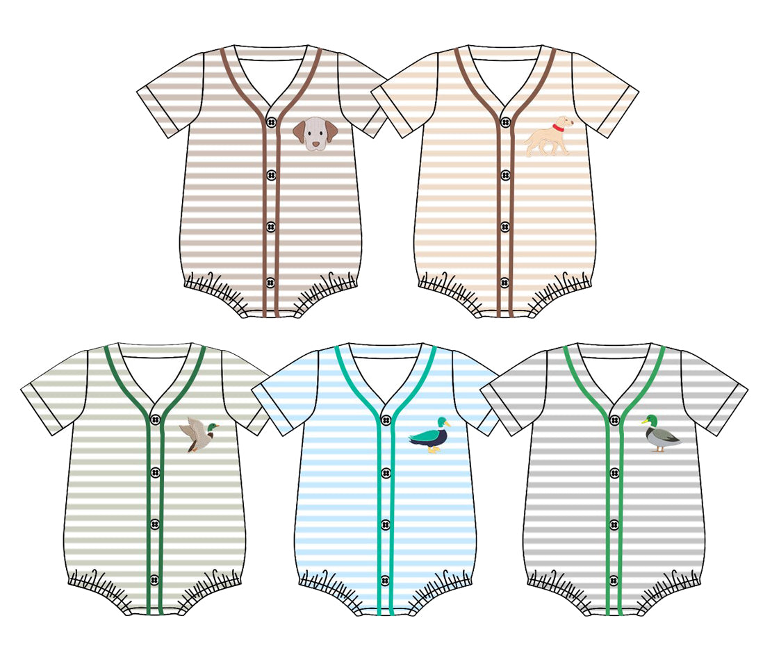 25.11.8 custom each style moq 5 eta 6-8week Sibling Sisters duck puppy baby boy clothes short sleeve rompers 5 match family design
