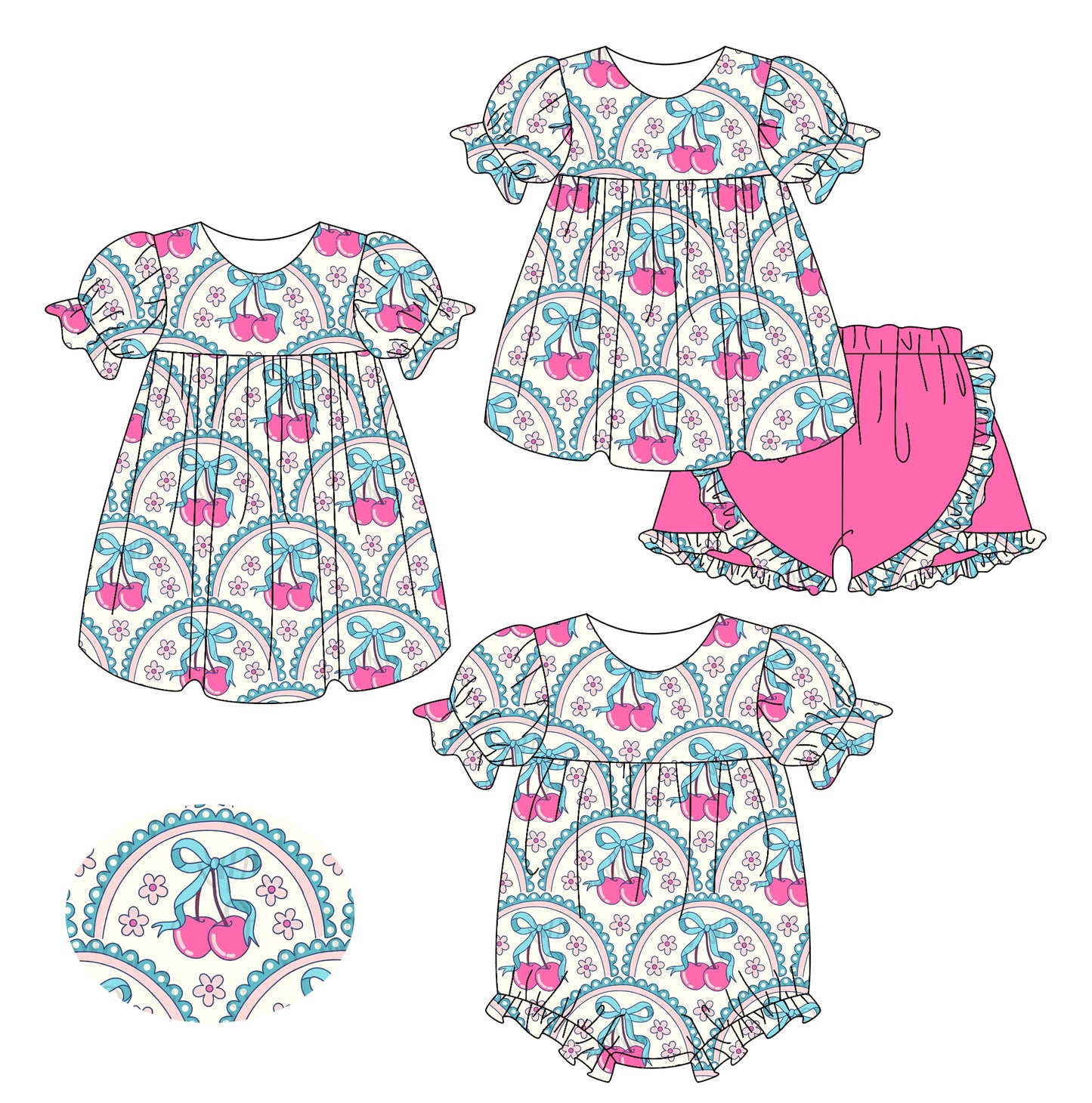 2.15 custom each style moq 5eta 4-6week Sibling Sisters baby girl short sleeve shorts sets and dress and rompers match family design