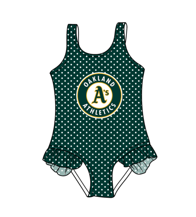 Custom moq 5 mix size milk silk summer teams Green Baby Girl Sleeveless Polka Dot Lace Onesie Swimsuit Cute Summer Beachwear for Little Girls