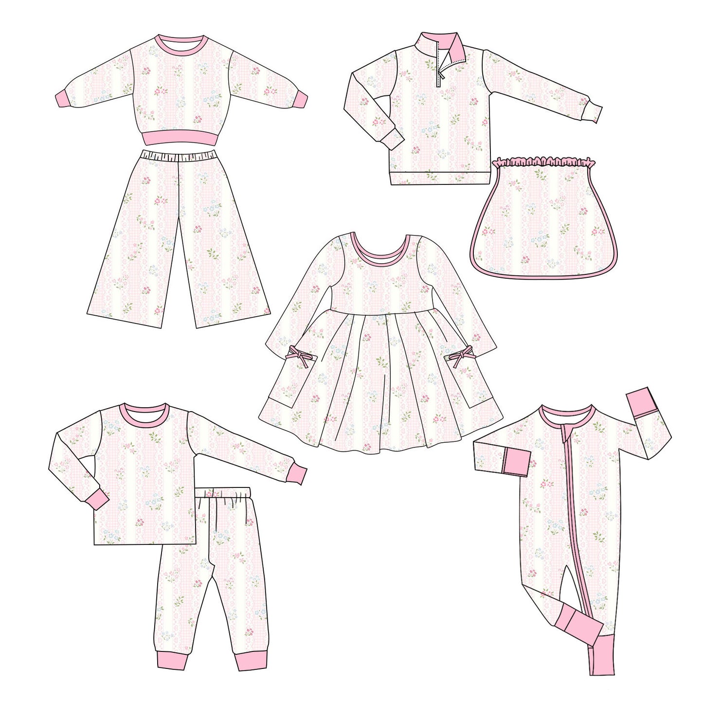 25.11.3 custom each style moq 5 eta 6-8week Sibling Sisters bow floral baby girl long sleeve pants sets 2 and dress and rompers and skirts sets match family design