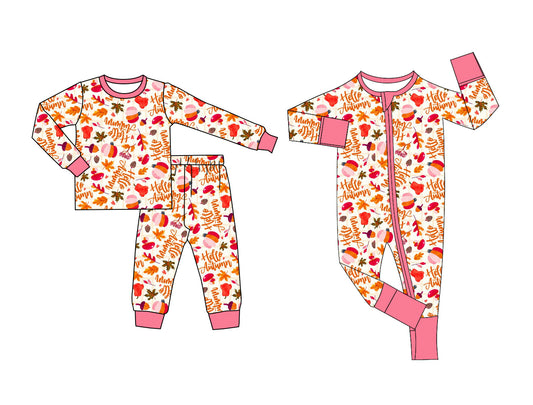 25.5.21 custom each style moq 5eta 4-6week Sibling Sisters pumpkin baby boy long sleeve pants sets and rompers match family design