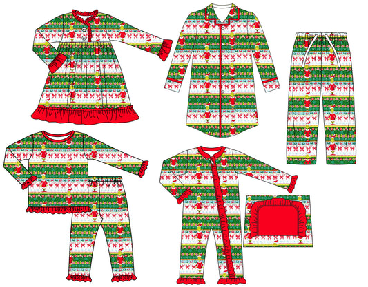 25.7.22 custom each style moq 5eta 4-6week Sibling Sisters Christmas baby girl long sleeve pants sets and adult top and adult pants and romper and dress match family design
