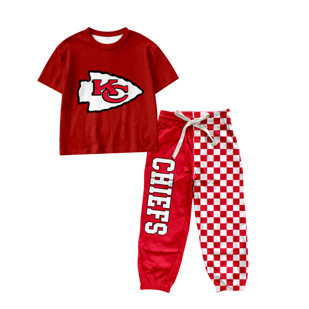 custom moq 5 mix size MSD070408 Baby Kids Short Sleeve Shirt Checked Long Pants Set