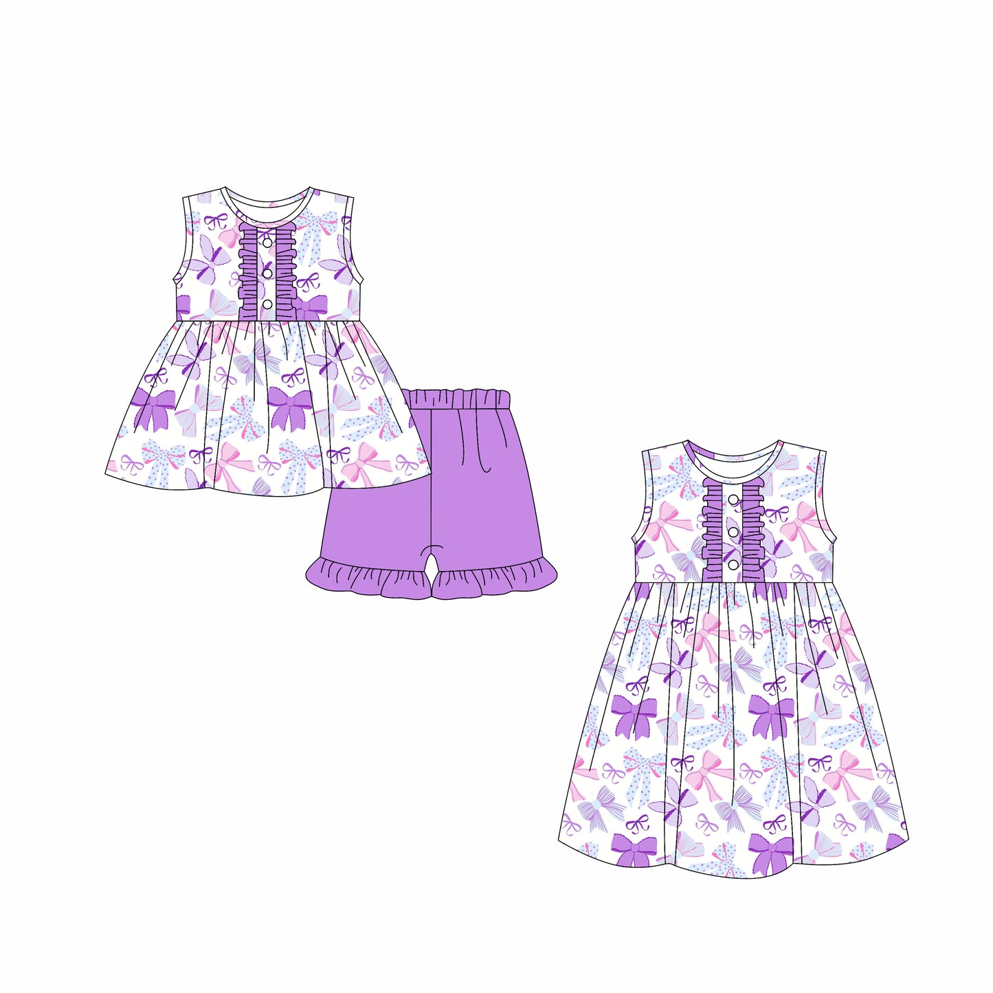 3.3 custom each style moq 5eta 4-6week Sibling Sister floral baby girl short sleeve shorts sets and dresses match design