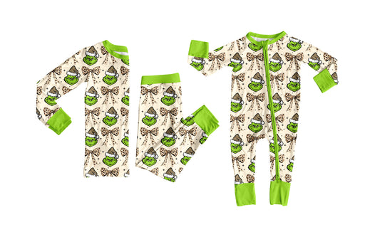 25.7.26 custom each style moq 5eta 4-6week Sibling Sister Christmas green baby boy long sleeve pants sets and rompers match family design