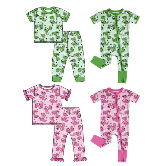 25.5.25 custom each style moq 5eta 4-6week Sibling Sisters dinosaur baby girl short sleeve pants sets 1 and sets 2 and romper 1 and romper 2 match family design