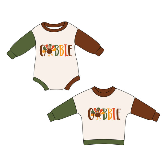 25.5.26 custom each style moq 5eta 4-6week Sibling Sister COBBLE turkey baby boy long sleeve rompers and top match family design