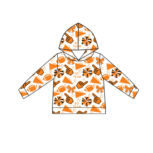 Custom moq 5 each style summer teams baby girls clothes team orange hooded long sleeve tops and short sleeve top and dress and shorts-25.6.12