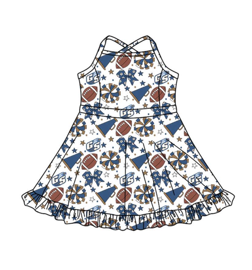 Custom moq 5 mix size milk silk summer teams Baby Girls Strap Stars Bows Yoga Ruffle Knee Length Dresses Activity Wear Cute Kids Clothing