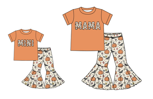 25.7.4 custom each style moq 5eta 4-6week Sibling Sister MAMA short sleeve pants sets and adult sets match design
