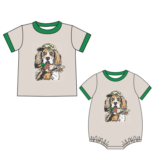 4.21 custom each style moq 5eta 4-6week Sibling Sister dog duck baby boy short sleeve rompers and top match family design