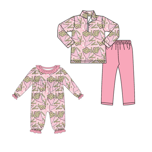 25.10.2 custom each style moq 8 eta 6-8week Sibling Sisters Potato chips baby girl clothes long sleeve pants sets and romper match family design