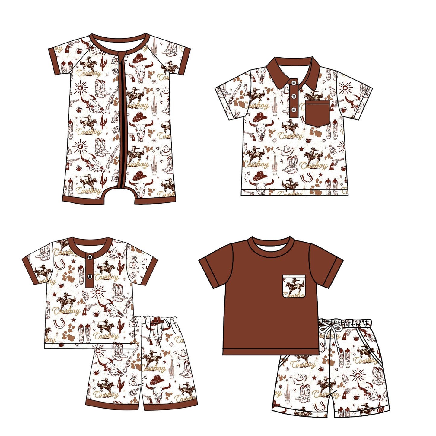 2.25 custom each style moq 5eta 4-6week Sibling Sister cow head boot baby girl sets 1 and sets 2 and boy rompers and top match family design