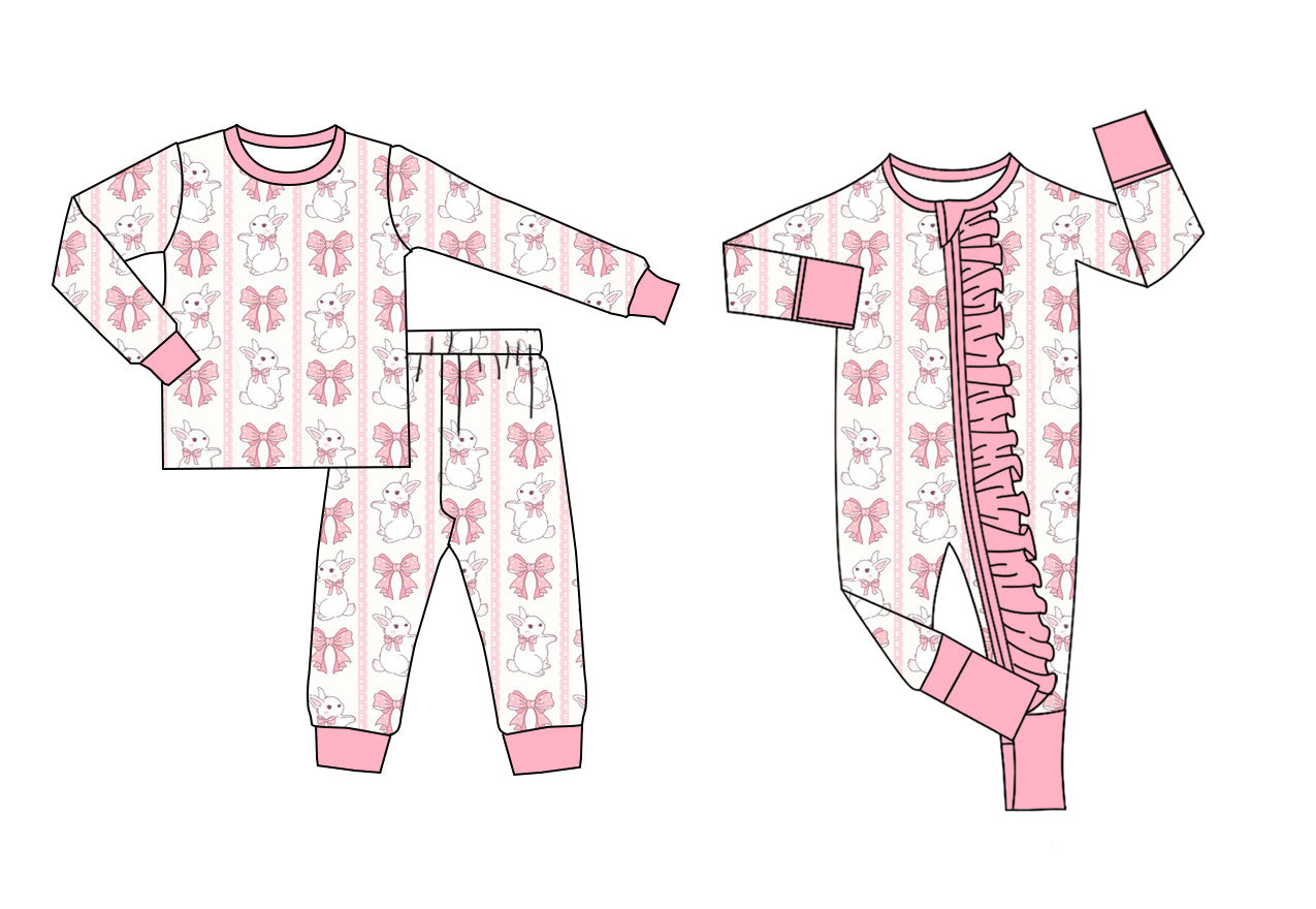 25.11.17 custom each style moq 5 eta 6-8week Sibling Sisters bunny bow baby girl clothes long sleeve pants sets and romper match family design
