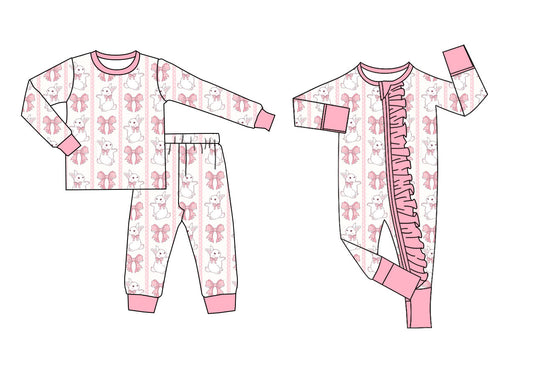 25.11.17 custom each style moq 5 eta 6-8week Sibling Sisters bunny bow baby girl clothes long sleeve pants sets and romper match family design