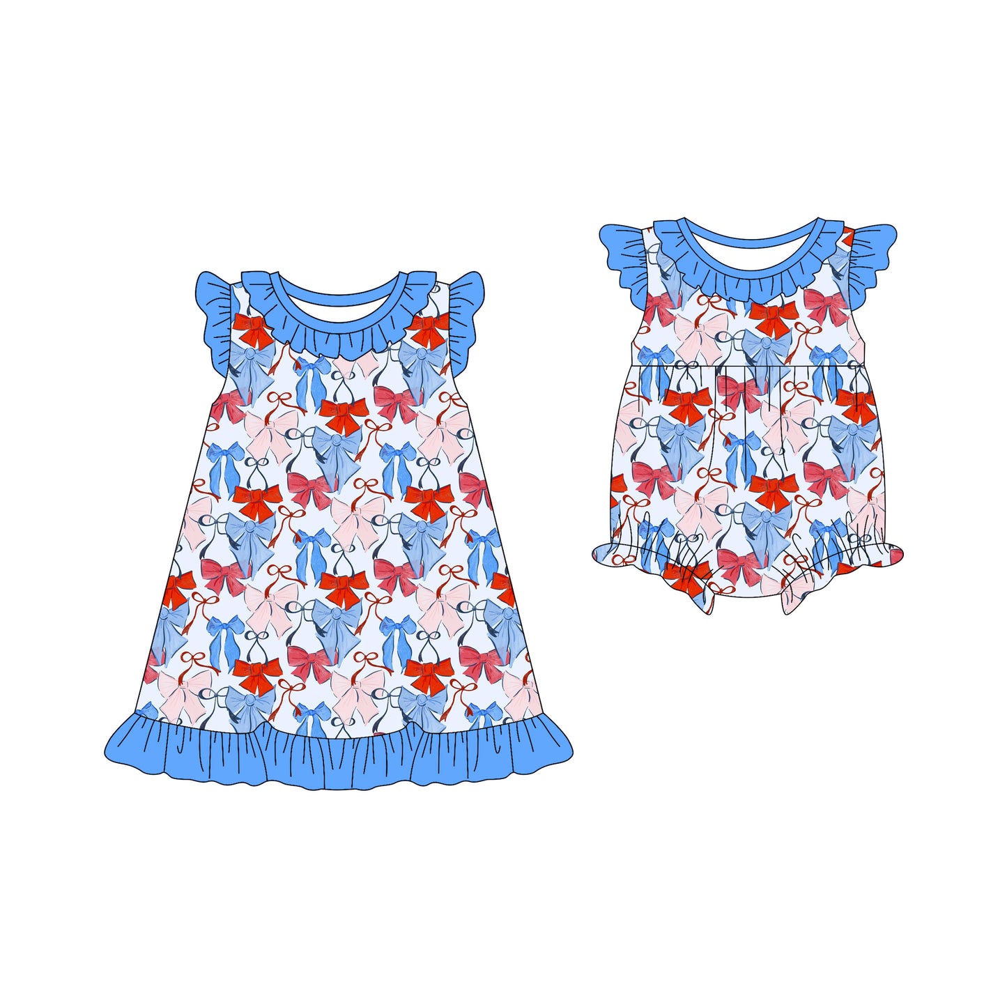 25.12.13 custom each style moq 5 eta 6-8week Sibling Sister bow baby short sleeve romper and dress match design