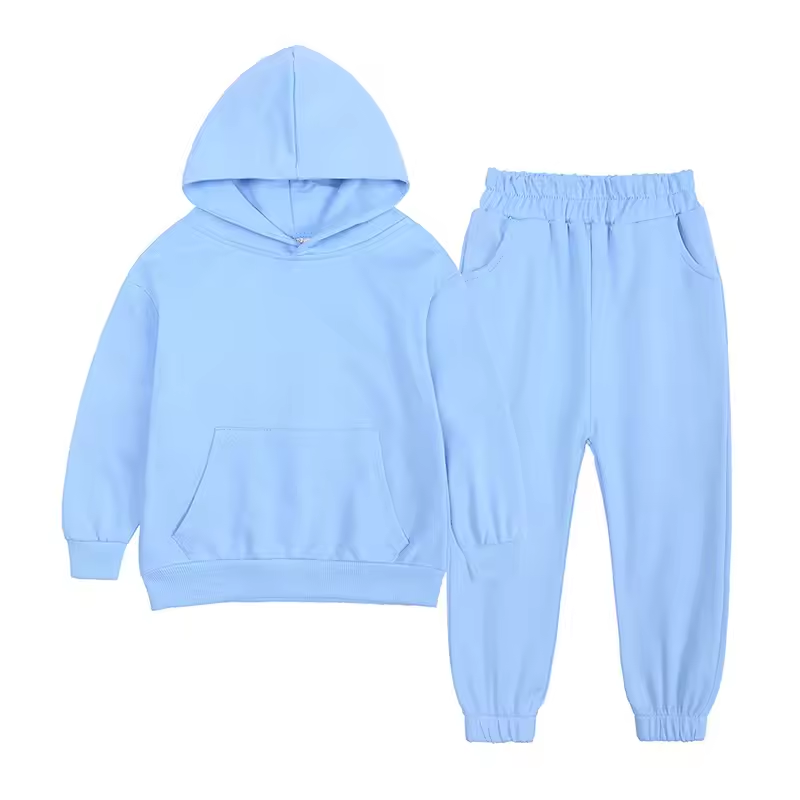 5.17custom each style moq 5eta 4-5week Solid color hooded tops and trousers boys suit series