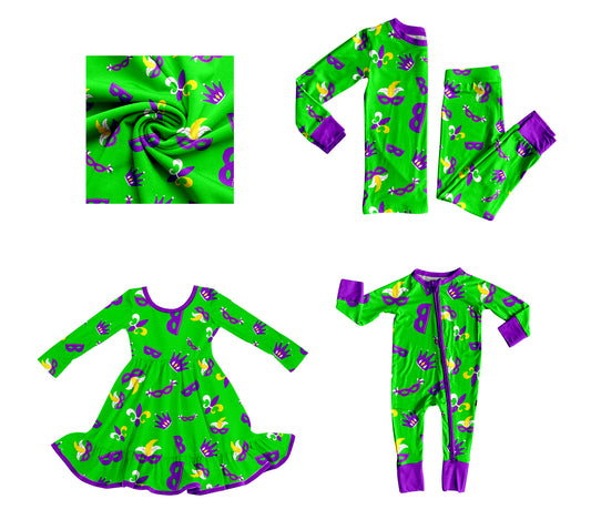 25.9.11 custom each style moq 5eta 4-6week Sibling Sisters green baby girl long sleeve pants sets and dress and rompers match family design