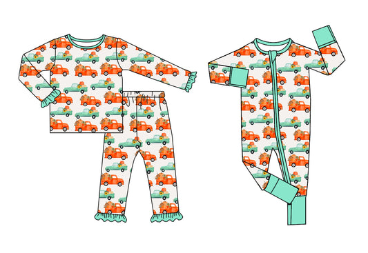 25.5.7 custom each style moq 5eta 4-6week Sibling Sisters pumpkin baby girl long sleeve pants sets and rompers match family design